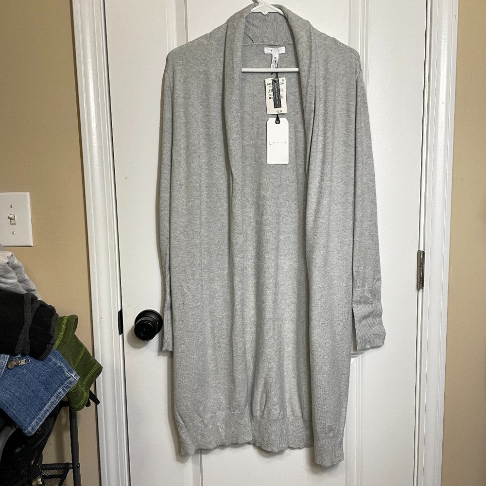NWT Leith Nordstrom Soft Heather Gray Long Sleeve Duster Cardigan XXS